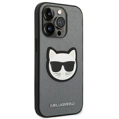 Karl Lagerfeld Saffiano Choupette Head Patch case for iPhone 14 Pro - silver-thumb-3