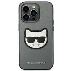 Karl Lagerfeld Saffiano Choupette Head Patch case for iPhone 14 Pro - silver-thumb-2
