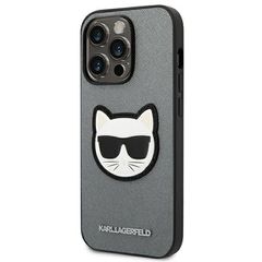 Karl Lagerfeld Saffiano Choupette Head Patch case for iPhone 14 Pro - silver-thumb-1