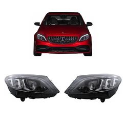 Μπροστινά Φανάρια Set Για Mercedes-Benz C-Class W205 14-18 DRL Full Led Multibeam Upgrade Από Αλογόνου Μαύρα Με Μοτέρ Carner