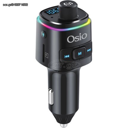 Osio OFT-4240BT FM transmitter και φορτιστής με Bluetooth, Fast Charge USB +amp; USB Type-C, micro SD και LED