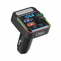 Osio OFT-4260BT Μαύρο FM transmitter και φορτιστής αυτοκινήτου με Bluetooth, USB Type-A, 2 Type-C, LED, Handsfree και θύρα δίσκο