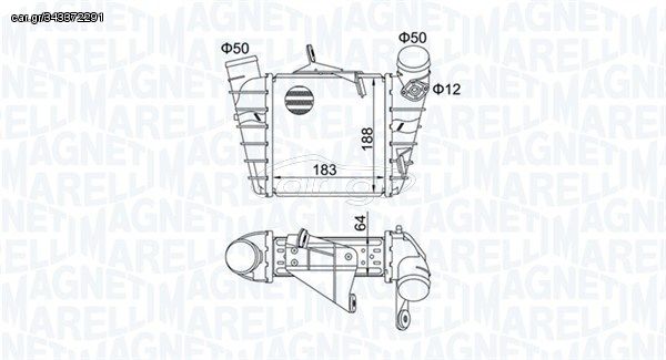 Ψυγείο αέρα υπερπλήρωσης SEAT CORDOBA, IBIZA III; SKODA FABIA I, FABIA I PRAKTIK, FABIA II, ROOMSTER, ROOMSTER PRAKTIK; VW FOX, POLO, POLO IV 1.4-1.9D 08.99-