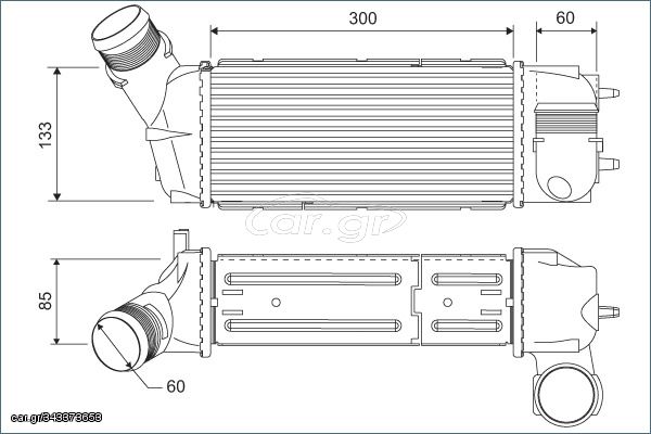 Ψυγείο αέρα υπερπλήρωσης CITROEN C4, C4 GRAND PICASSO I, C4 I, C4 PICASSO I; PEUGEOT 307, 308, 308 I 2.0D 10.03-12.14