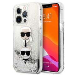 Karl Lagerfeld Liquid Glitter Karl Head case for iPhone 13 Pro / iPhone 13 - silver