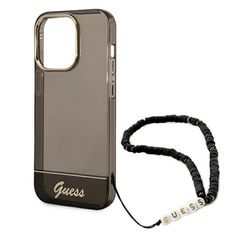 Guess Translucent Pearl Strap Case for iPhone 14 Pro - Black-thumb-4