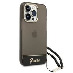 Guess Translucent Pearl Strap Case for iPhone 14 Pro - Black-thumb-2