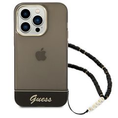 Guess Translucent Pearl Strap Case for iPhone 14 Pro - Black-thumb-1