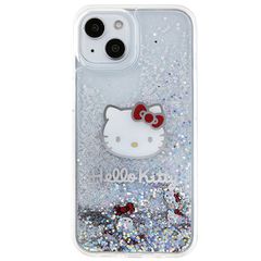 Hello Kitty Liquid Glitter Charms Kitty Head case for iPhone 14 - silver-thumb-2