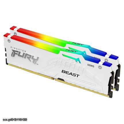 Kingston Technology FURY Beast 32GB 6000MT/s DDR5 CL40 DIMM (Kit of 2) White RGB XMP