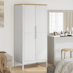 Ντουλάπα FLORO Λευκή 77 x 53 x 171 εκ. από Μασίφ Ξύλο Πεύκου 374006