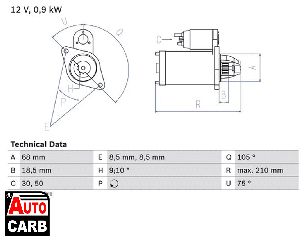 Μίζα BOSCH 0986017120090 για CHEVROLET REZZO 2005-, DAEWOO ARANOS 1995-1997, DAEWOO ESPERO 1991-1999