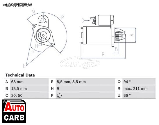 Μίζα BOSCH 0986018350090 για VAUXHALL ZAFIRA 1998-2005