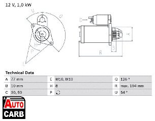 Μίζα BOSCH 0986020401090 για MITSUBISHI FTO 1994-2001, MITSUBISHI GALANT 1996-2004, MITSUBISHI LANCER 1995-2013