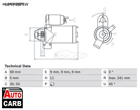 Μίζα BOSCH 0986022020090 για BMW 7 2008-2015, BMW X1 2009-2015, BMW X3 2003-2017