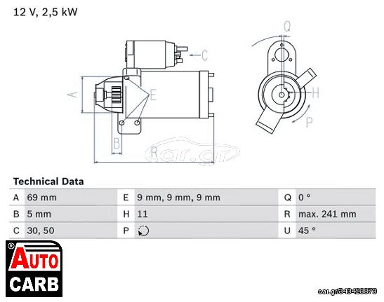 Μίζα BOSCH 0986022020090 για BMW X4 2013-2018, BMW X5 2013-2018