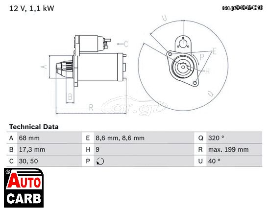 Μίζα BOSCH 0986023660090 για VAUXHALL ZAFIRA 2005-2018