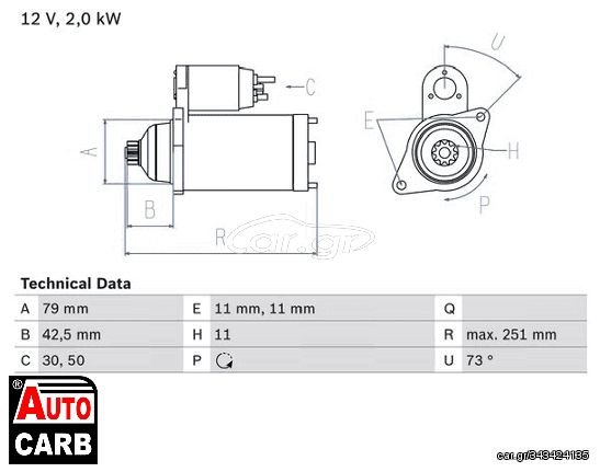 Μίζα BOSCH 0986025350090 για VW TRANSPORTER 2003-