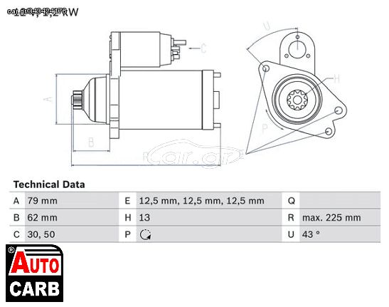 Μίζα BOSCH 0986025870090 για AUDI Q3 2011-, AUDI TT 2014-, CUPRA FORMENTOR 2020-