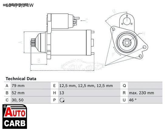 Μίζα BOSCH 0986026130090 για SEAT ATECA 2016-, SEAT IBIZA 2017-, SEAT LEON 2012-