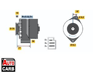 Δυναμό BOSCH 0986030740090 για SEAT 132 1973-1982, VW DERBY 1977-1984, VW GOLF 1974-1985