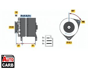 Δυναμό BOSCH 0986030780090 για FORD SIERRA 1987-1993, FORD TAUNUS 1970-1982, FORD TRANSIT 1977-1986