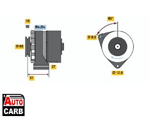 Δυναμό BOSCH 0986031090090 για ALFA ROMEO GIULIETTA 1977-1985, ALFA ROMEO GTV 1978-1987, ALFA ROMEO SPIDER 1971-1993