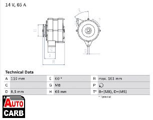 Δυναμό BOSCH 0986034230090 για AUDI COUPE 1980-1996, SEAT TOLEDO 1991-1999, VW CADDY 1979-1992