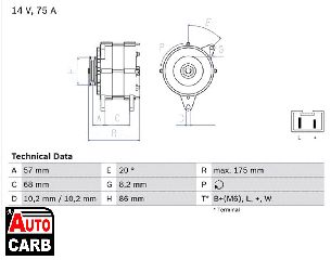 Δυναμό BOSCH 0986034861090 για RENAULT TRUCKS MESSENGER 1990-1999