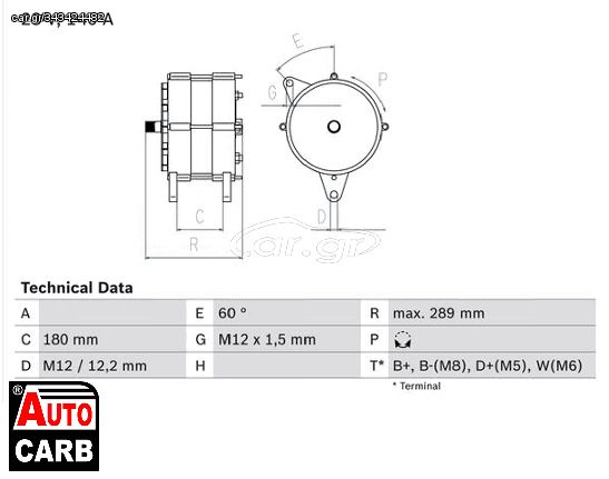 Δυναμό BOSCH 0986038290090 για MERCEDES-BENZ TRAVEGO 1999-, SETRA Series 1991-2002