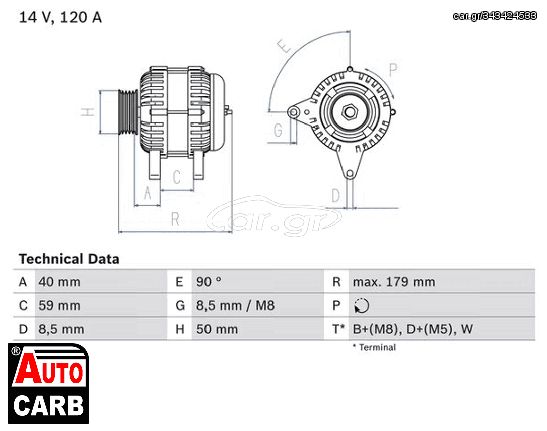 Δυναμό BOSCH 0986038950090 για VW VENTO 1991-1998