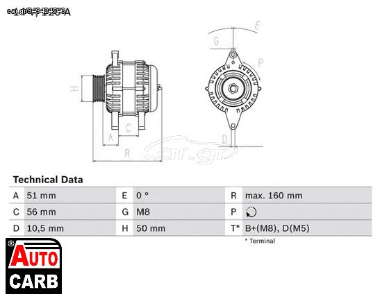 Δυναμό BOSCH 0986039240090 για OPEL ASTRA 1991-2005, OPEL CALIBRA 1989-1997, OPEL FRONTERA 1992-1998