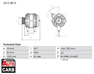 Δυναμό BOSCH 0986040340090 για VW PASSAT 1996-2001