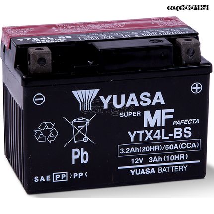 Μπαταρία μοτοσυκλέτας Yuasa YTX4L-BS 12V 3.2 AH 50CCA