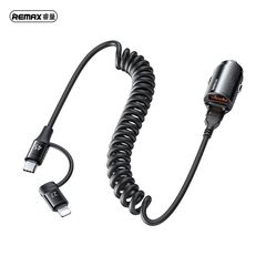 REMAX RCC356 45W Lighting - Type-C FAST CAR CHARGER Ruichy Series 45W Fast Car Charger with iPh+TYPE-C Spring Cables RCC356