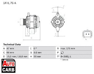 Δυναμό BOSCH 0986042191090 για RENAULT MEGANE 1995-2008, RENAULT Megane 2000-2003, RENAULT MEGANE 1996-2001