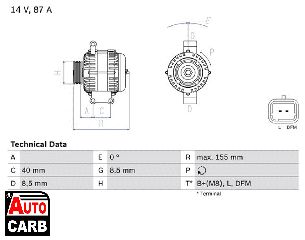 Δυναμό BOSCH 0986042720090 για RENAULT SCÉNIC 1999-2010, RENAULT THALIA 1998-