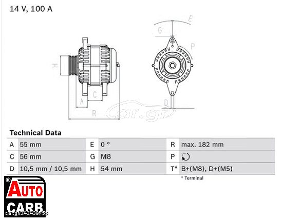 Δυναμό BOSCH 0986042740090 για HOLDEN ASTRA 2001-2006, HOLDEN TIGRA 2004-2007, OPEL ASTRA 1998-2005