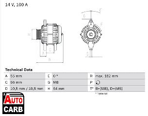 Δυναμό BOSCH 0986042740090 για OPEL CORSA 2000-2009, OPEL SIGNUM 2003-2008, VAUXHALL ASTRA 1998-2012