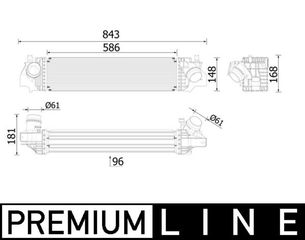 Ψυγείο αέρα υπερπλήρωσης BMW 1 (F40), 2 (F45), 2 GRAN COUPE (F44), 2 GRAN TOURER (F46), 2 GRAN TOURER VAN (F46), X1 (F48), X2 (F39); MINI (F55), (F56), (F57), CLUBMAN (F54) 1.5D/2.0/2.0D 09.1