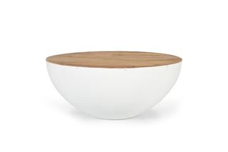 Τραπέζι σαλονιού "COFFELTY" από ξύλο/μέταλλο σε φυσικό/λευκό χρώμα Φ90x40