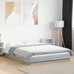 vidaXL Πλαίσιο Κρεβατιού με LED Γκρι sonoma 120x190εκ. Επεξ. Ξύλο
