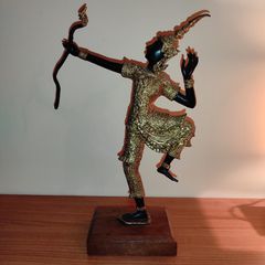 Χρυσό αντίκα άγαλμα χορευτή με φίδι από μασίφ μπρούτζο