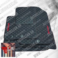 KIA STONIC ΠΑΤΑΚΙΑ ΤΕΧΝΟΔΕΡΜΑ CUBE ΜΑΥΡΟ ΜΕ ΚΟΚΚΙΝΗ ΡΑΦΗ ΠΕΡΙΜΜΕΤΡΙΚΑ - ΚΟΚΚΙΝΟ ΚΕΝΤΗΜΑ STONIC ΣΕΤ 4ΤΜΧ