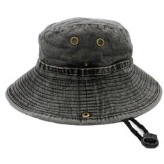 Bucket καπέλο με κορδόνι - Washed Black  - 12434-BLK