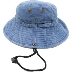 Bucket καπέλο με κορδόνι - Washed Blue  - 12434-BL