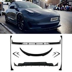 Body Kit Extension Tesla Model 3 (2017-up) Front Bumper Lip Air Diffuser and Side Skirts Piano Black