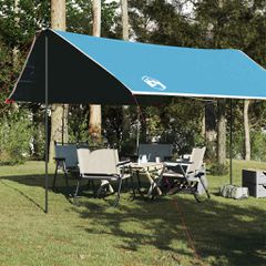 vidaXL Μουσαμάς Κάμπινγκ Αδιάβροχος Μπλε 430x380x210 εκ.