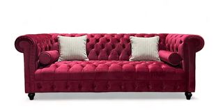 Τριθέσιος καναπές σε μπορντώ βελούδο (163454) ΣΑΛΟΝΙΑ ΥΦΑΣΜΑΤΙΝΑ