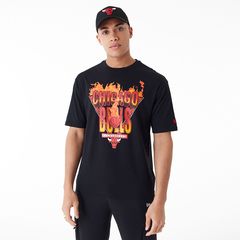 New Era Chicago Bulls NBA Flame Graphic Black Oversized T-Shirt 60435510 60435510